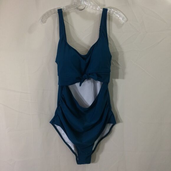 Eomenie Swimsuit XL Teal 1-Piece Cut Out Monokini NWT Adjustable Straps - Picture 3 of 6